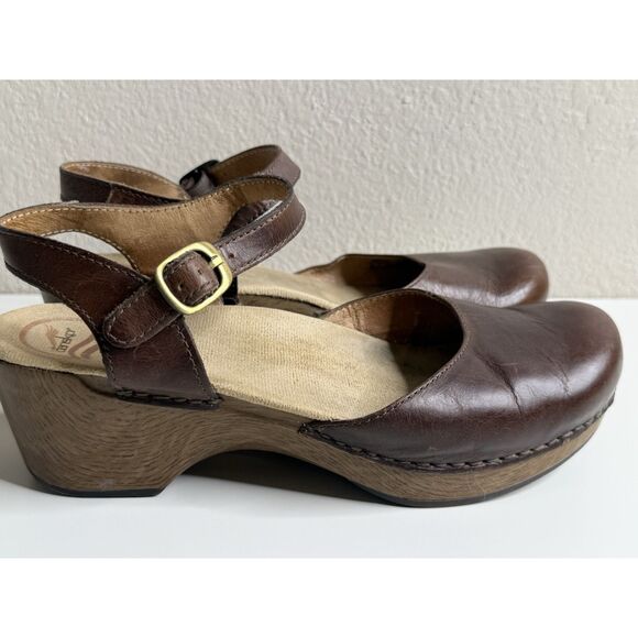 Dansko Sam Mary Jane Sandals Leather Closed Toe Brown Size 40 9.5 10 Clog - Picture 8 of 15